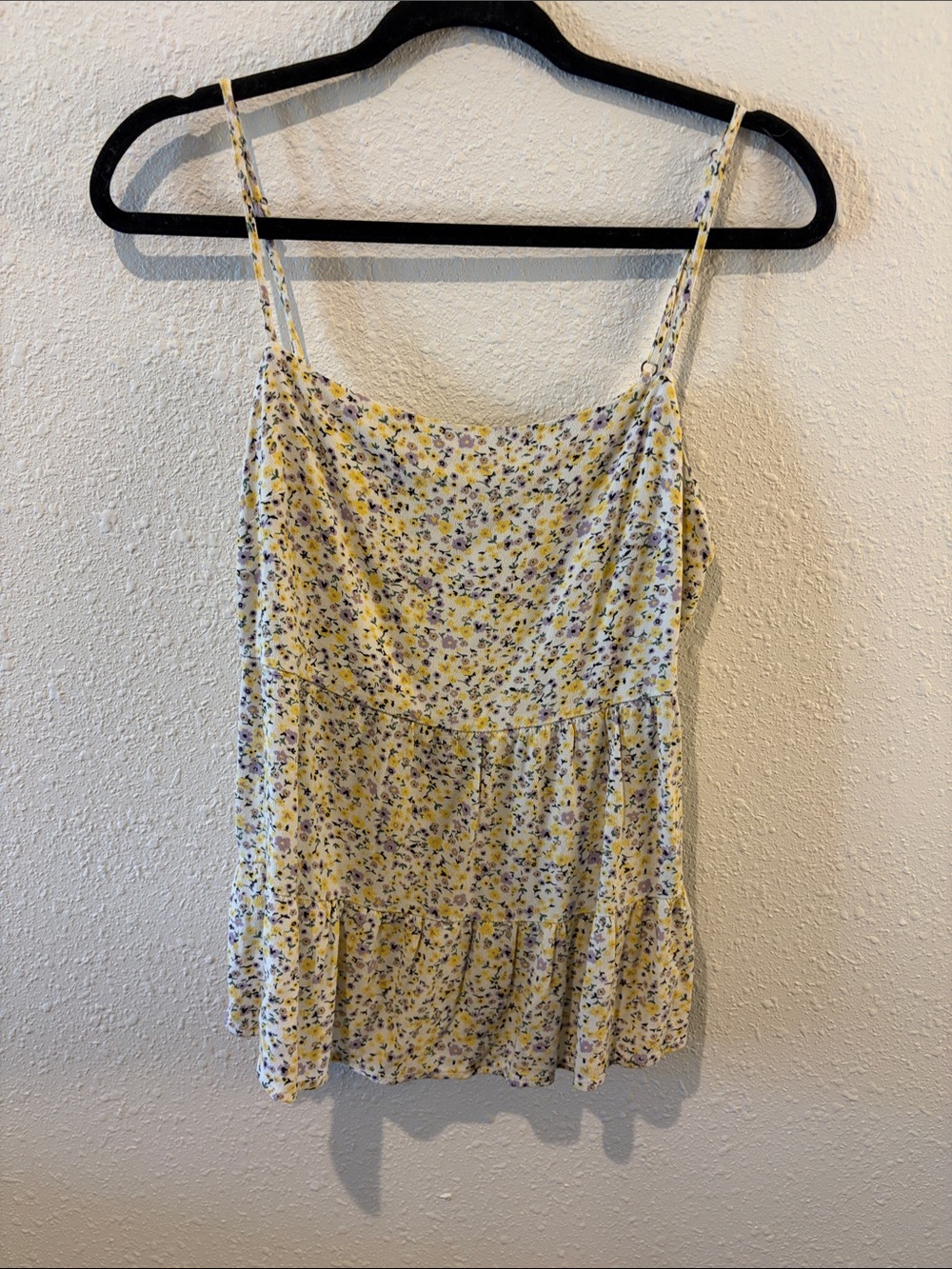 Light Yellow Floral Spaghetti-Strap Camisole